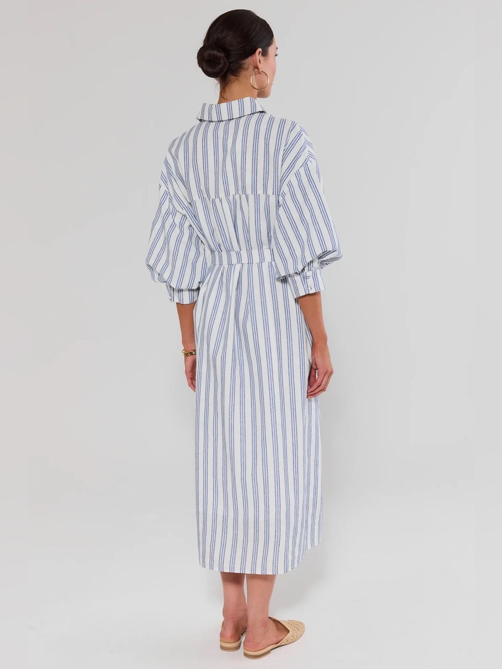 NWT Avara Summerlyn White Striped Midi Dress Sz S - Picture 3 of 9